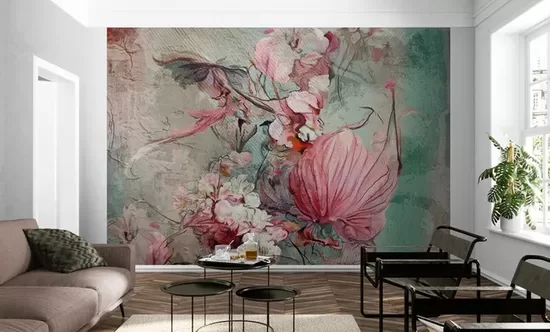 Фотообои: Абстрактная Темная Цветочная Роспись 